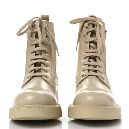 Prada Spazzolato Re-Nylon Metal Triangle Logo Womens 50mm Combat Boots 37.5 Deserto 2 of 10