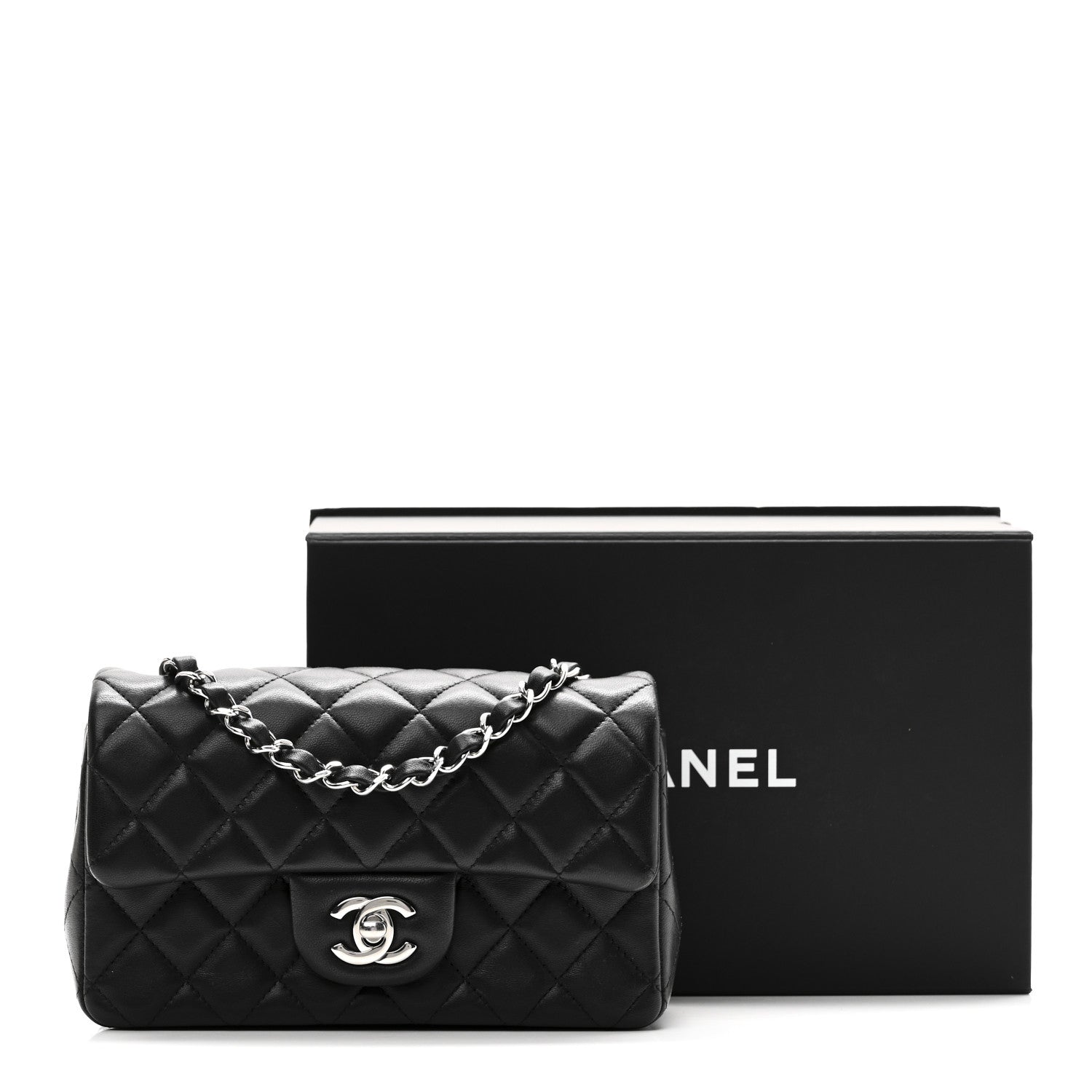 Chanel Lambskin Quilted Mini Rectangular Flap Black 1787826