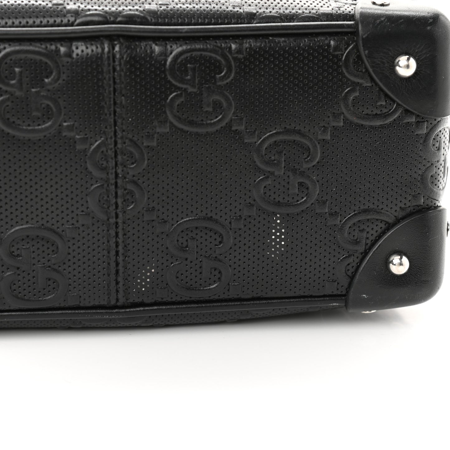 Calfskin GG Tennis Embossed Square Messenger Bag Black