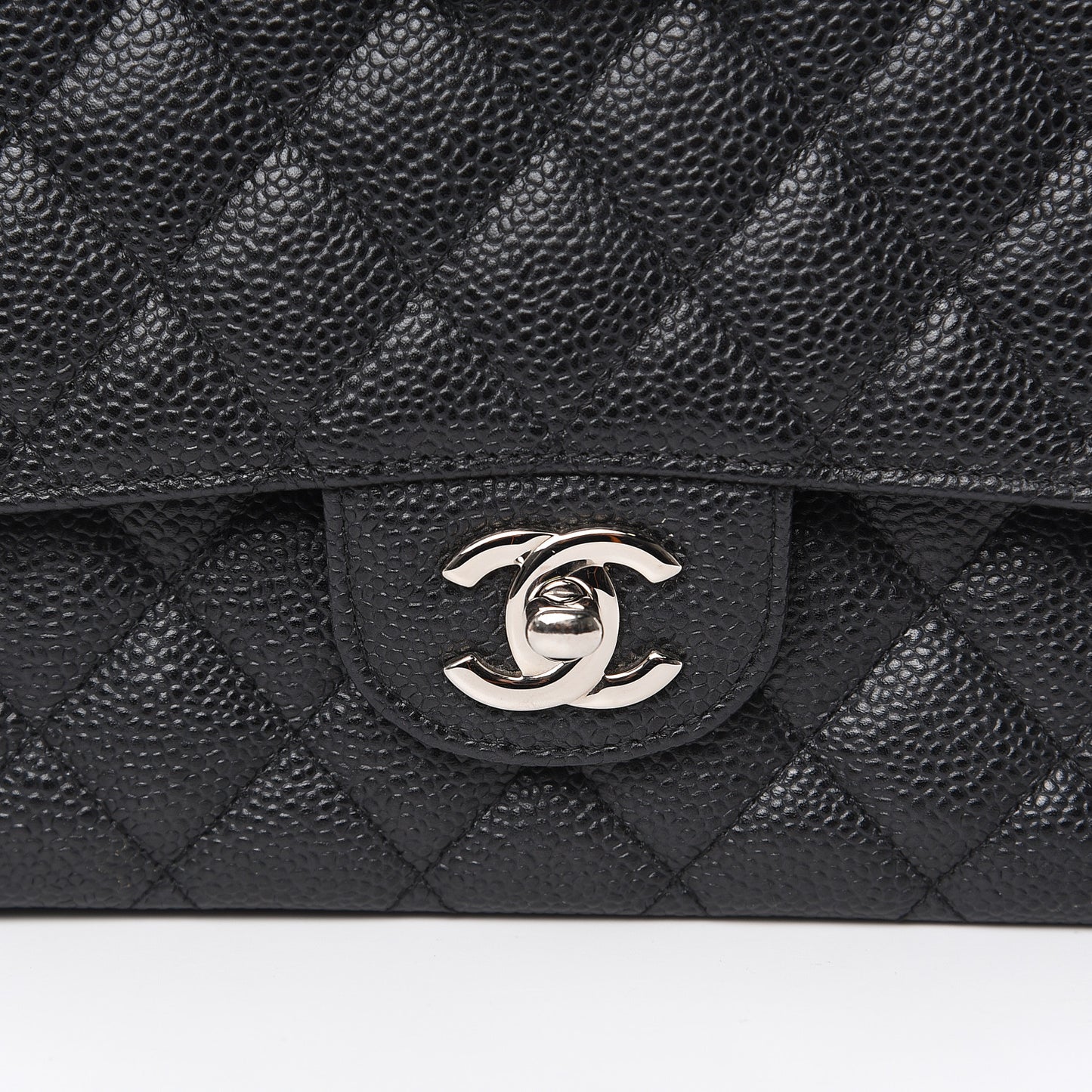 Caviar Quilted Medium Double Flap Black