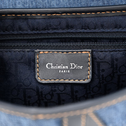 Christian Dior Denim Crystal Floral Embroidered Saddle Bag Multicolor 6 of 10