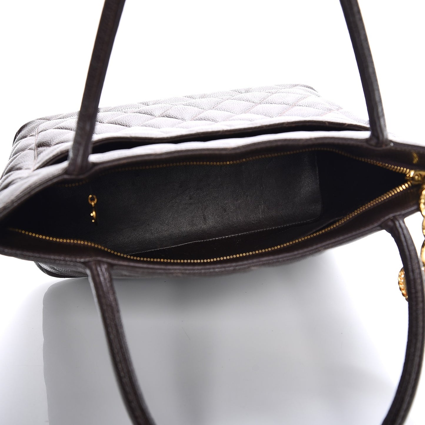 Caviar Quilted Medallion CC Tote Dark Brown