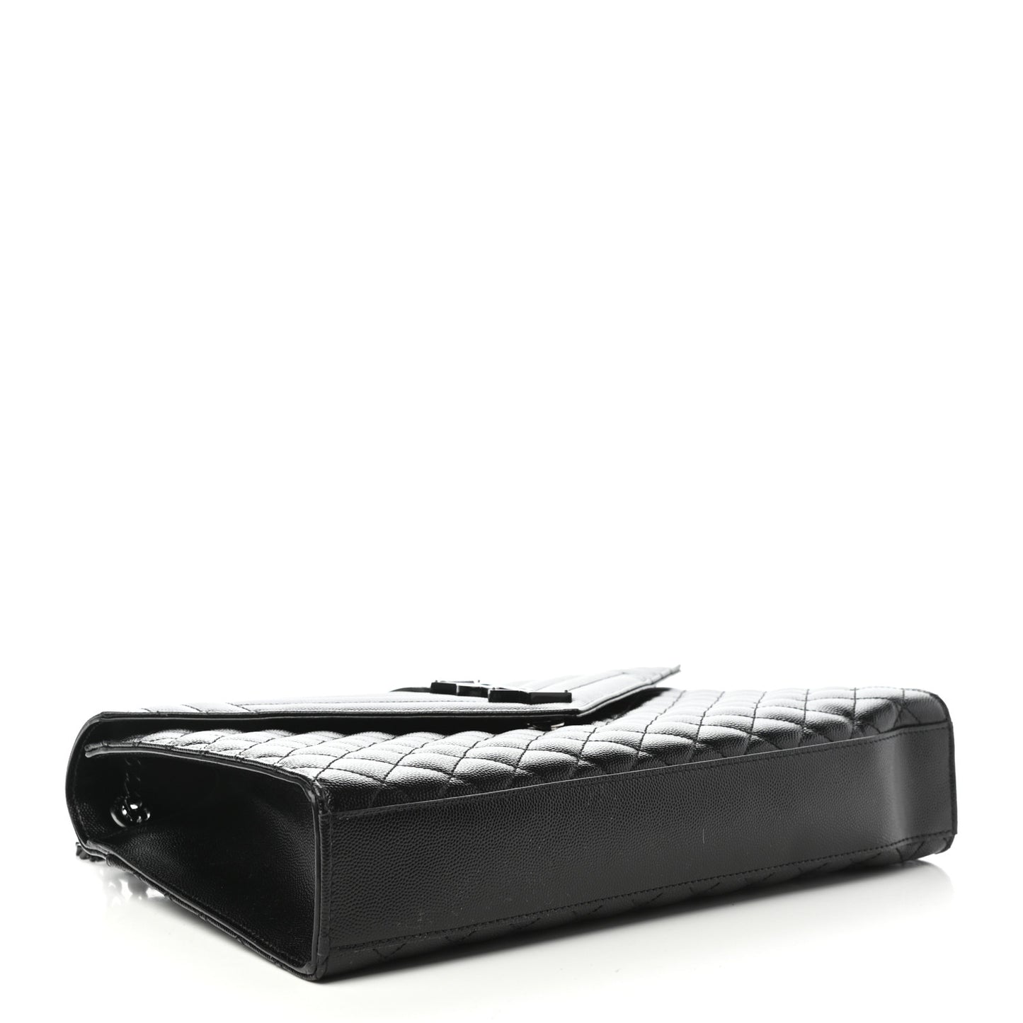 Grain De Poudre Textured Mixed Matelasse Large Triquilt Monogram Monochrome Satchel Black