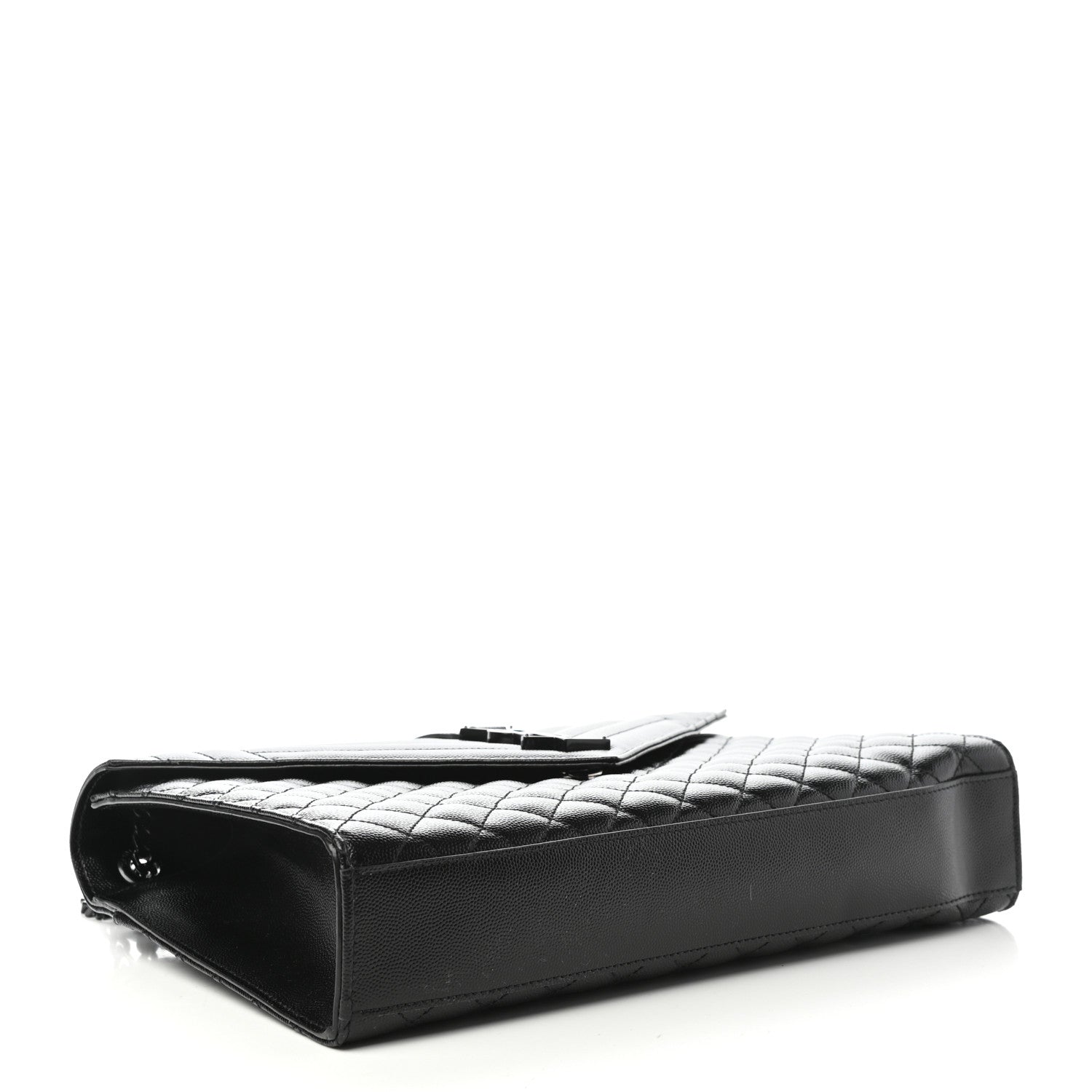 Saint Laurent Grain De Poudre Textured Mixed Matelasse Large Triquilt Monogram Monochrome Satchel Black 4 of 11