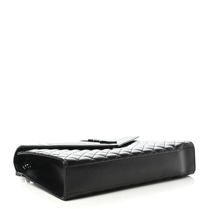 Saint Laurent Grain De Poudre Textured Mixed Matelasse Large Triquilt Monogram Monochrome Satchel Black 4 of 11