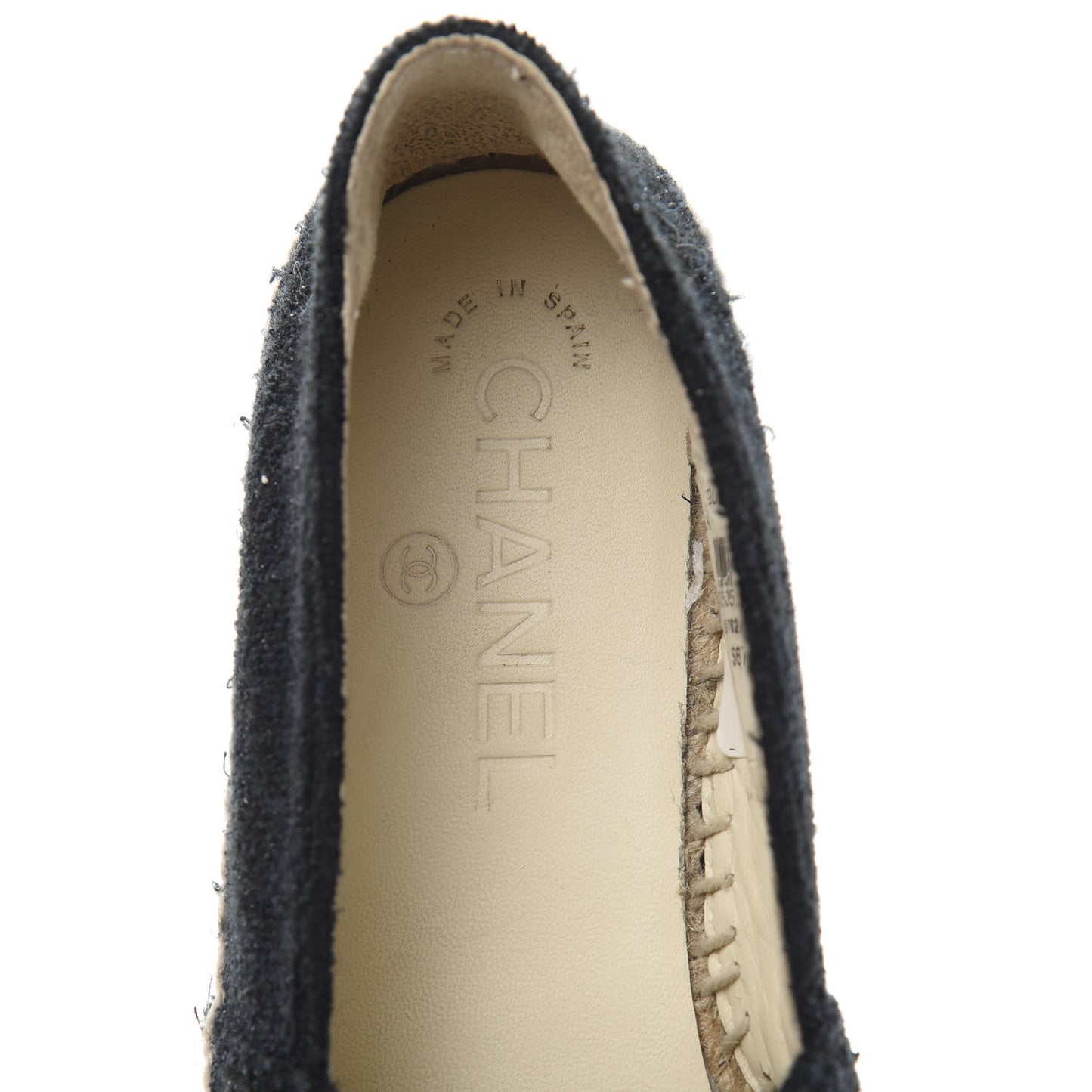 Fabric Patent Calfskin CC Espadrilles 36 Black