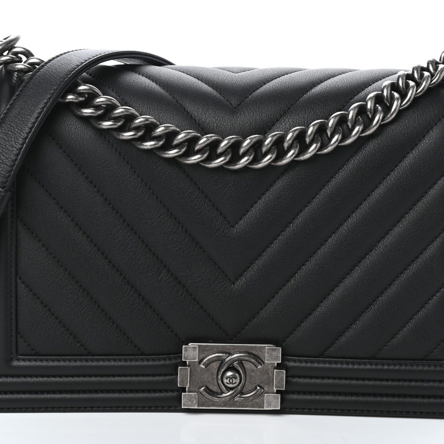 Chanel Calfskin Chevron Quilted New Medium Boy Flap Black 8 of 10