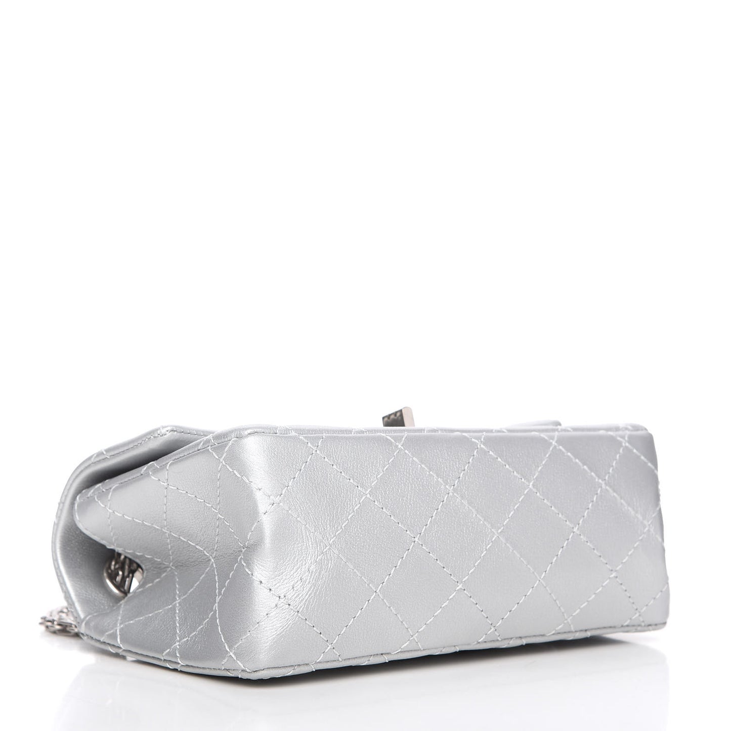 Metallic Grained Calfskin Quilted 2.55 Reissue Mini Flap Silver