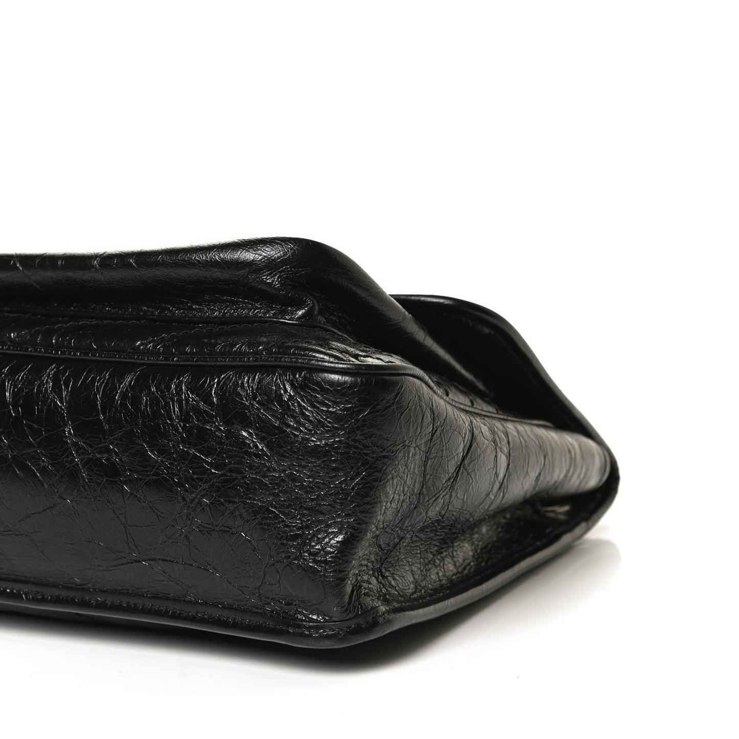 Crinkled Calfskin Matelasse Monogram Large Niki Chain Satchel Black