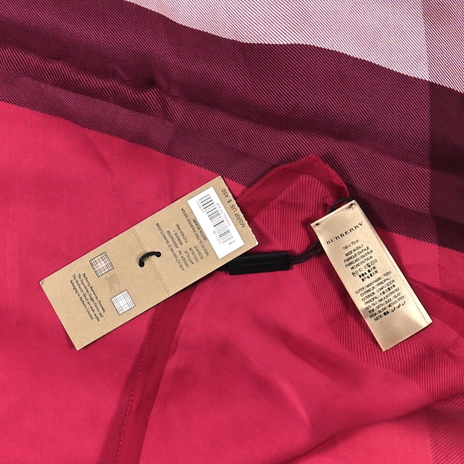 Burberry Silk Mega Check Scarf Fuchsia Pink 3 of 3