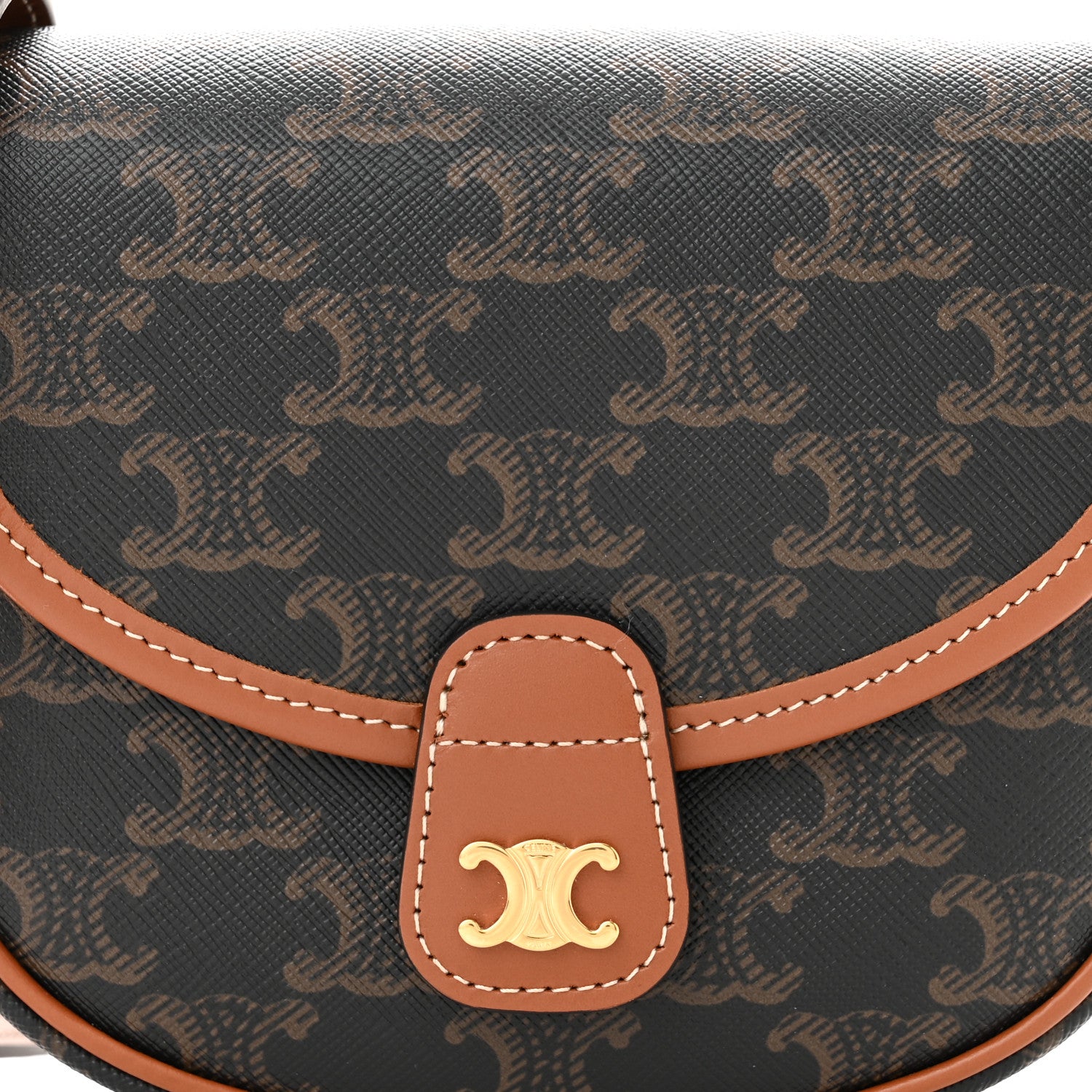 Celine Canvas Calfskin Triomphe Mini Besace Tan 7 of 10
