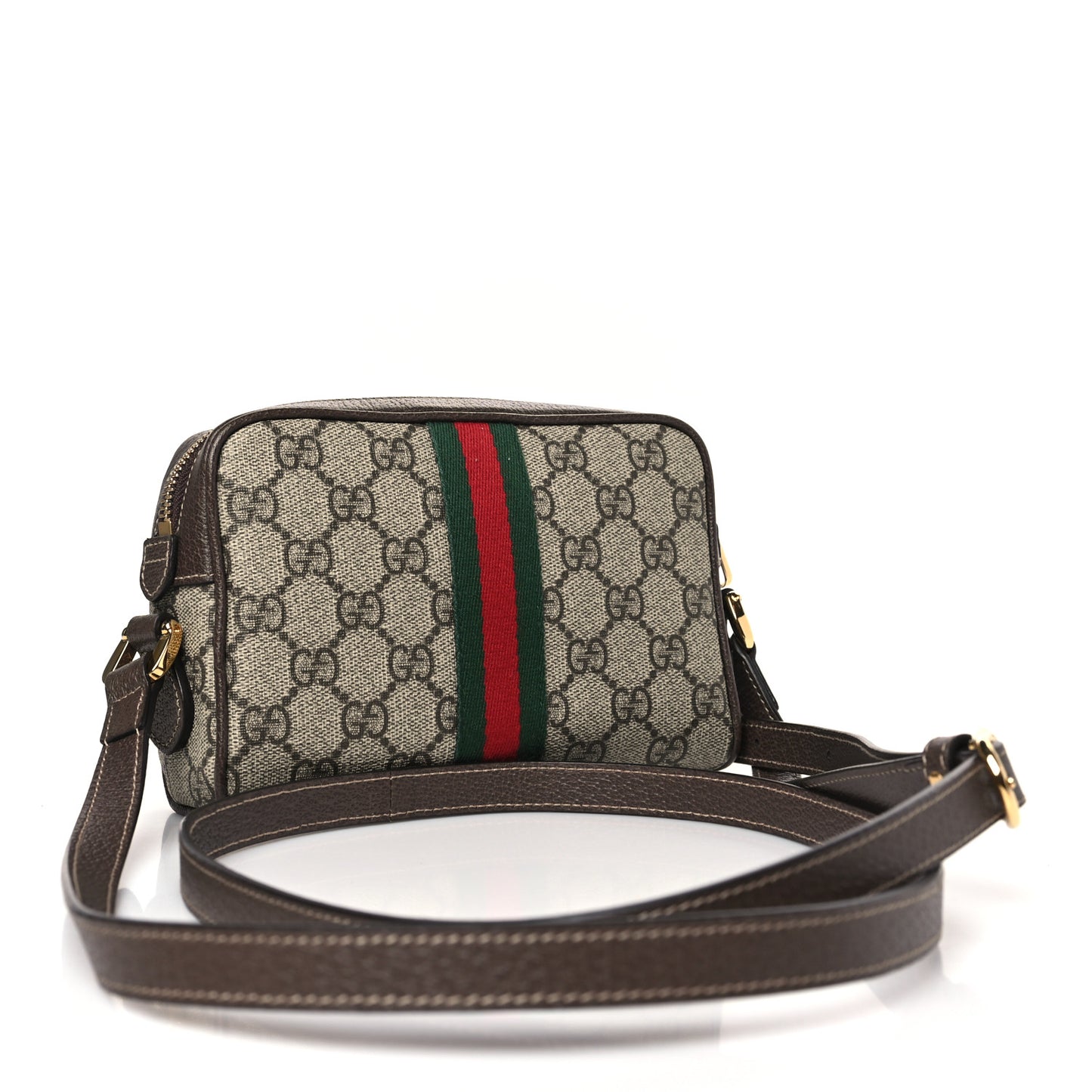 GG Supreme Monogram Web Mini Ophidia Shoulder Bag Brown