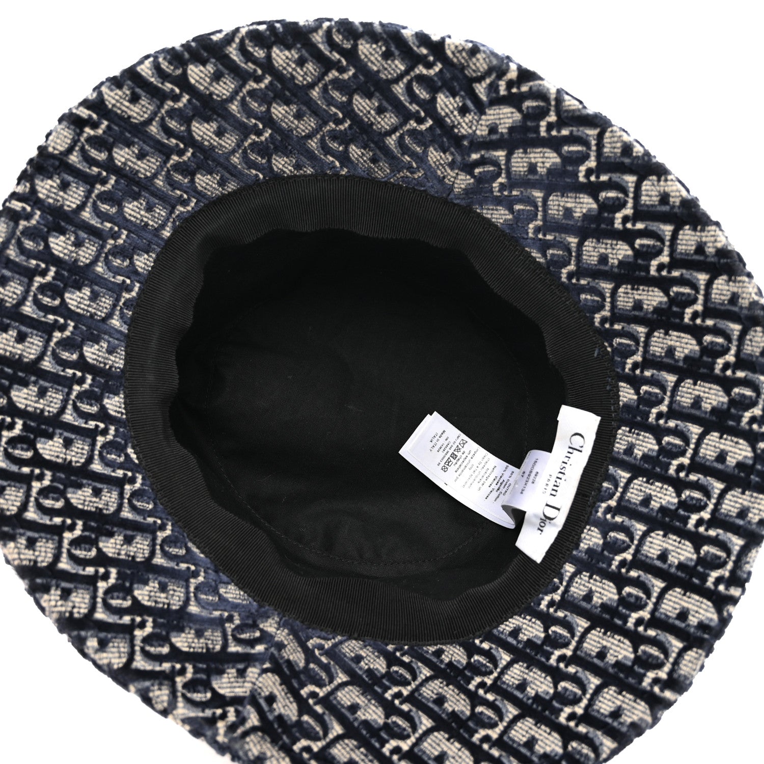 Christian Dior Velvet Oblique Large Brim Bucket Hat 57 Bleu Red 6 of 8