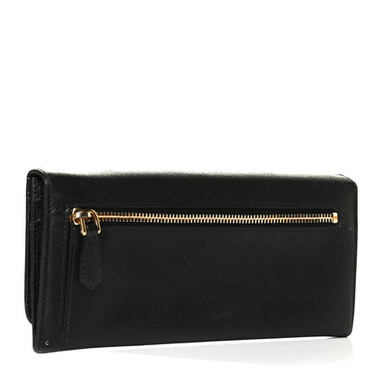 Prada Saffiano Bow Continental Wallet Black 3 of 8