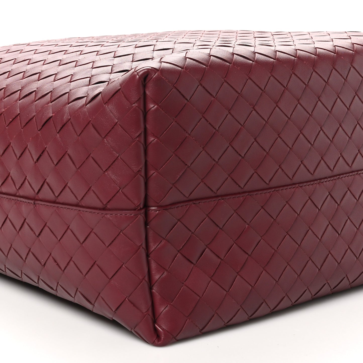 Calfskin Intrecciato Large North South Tote Bag Burgundy
