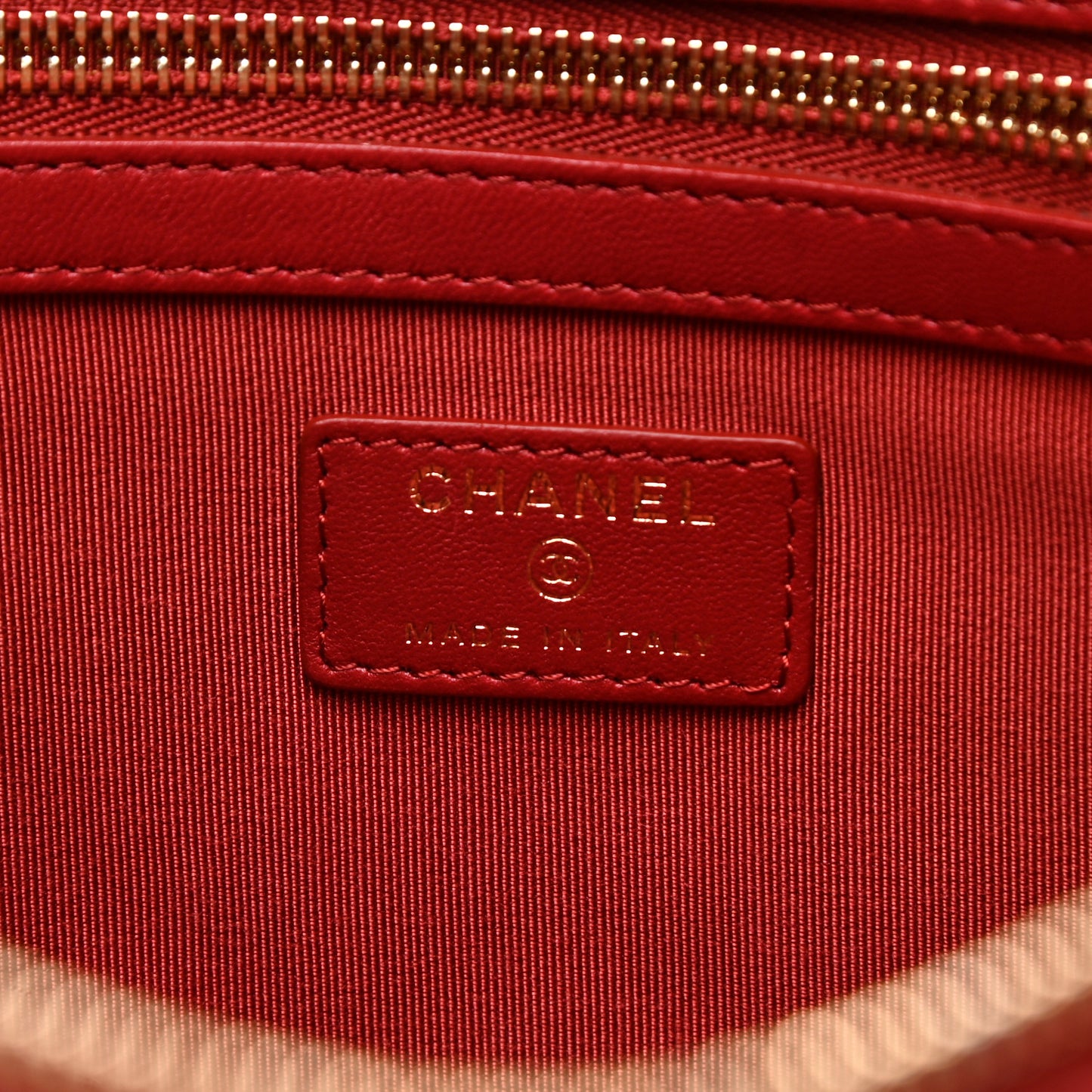 Lambskin Quilted Large Cosmetic Case Red