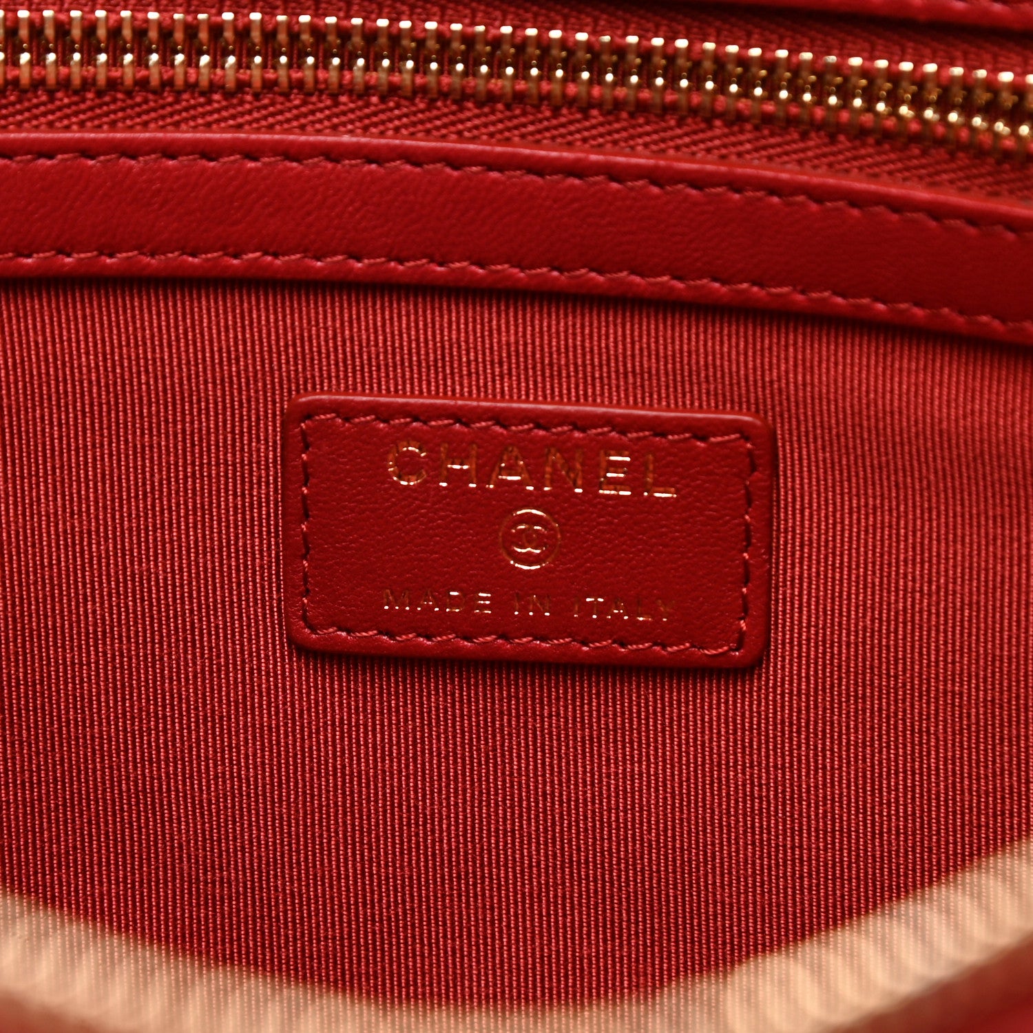 Chanel Lambskin Quilted Large Cosmetic Case Red 6 of 7