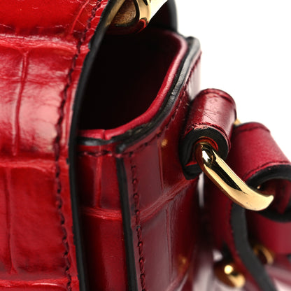 Chloe Calfskin Crocodile Embossed Mini C Double Carry Dusky Red 8 of 8