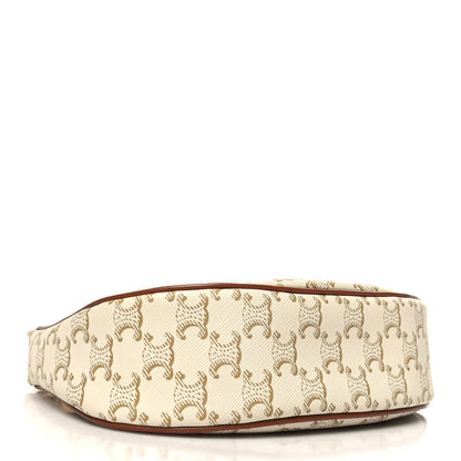 Celine Canvas Calfskin Ava Triomphe Shoulder Bag White 4 of 11