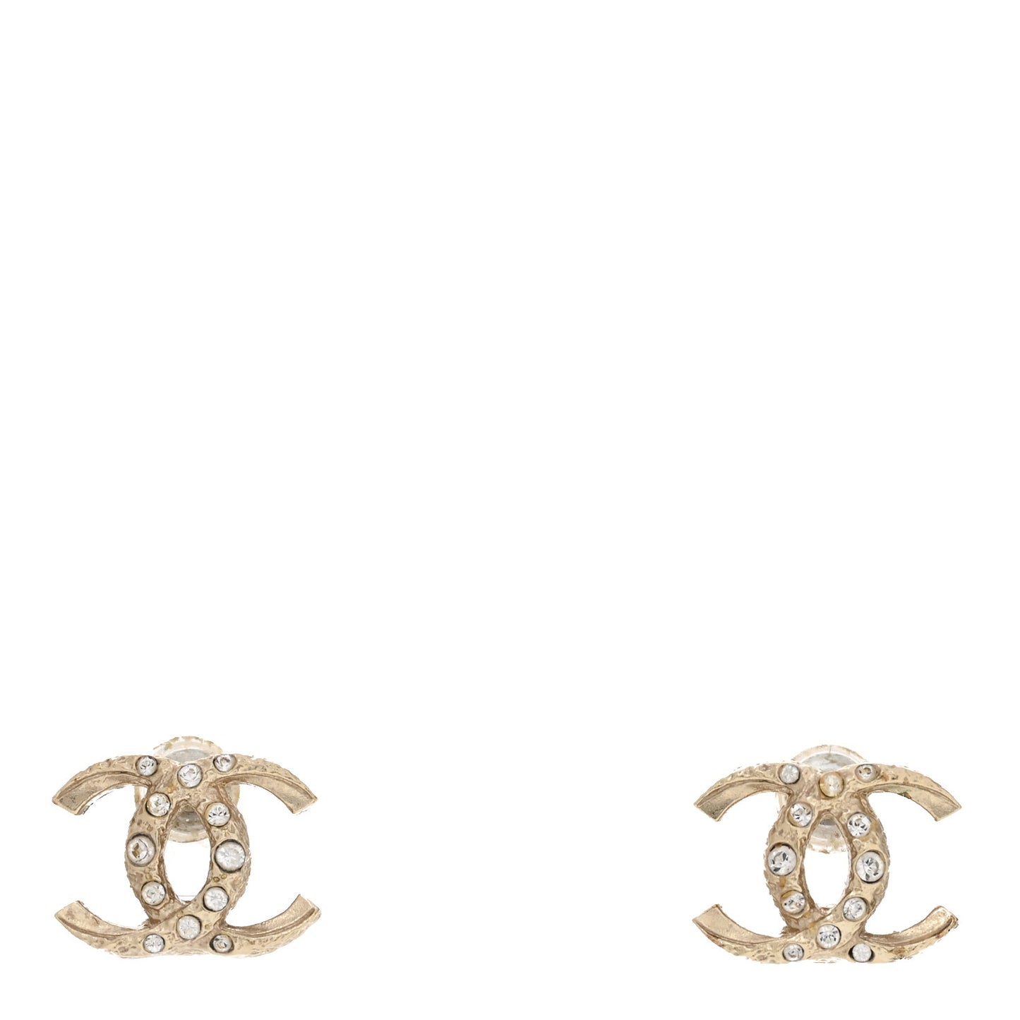 Crystal Textured CC Earrings Gold