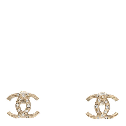Chanel Crystal Textured CC Earrings Gold 1 of 4
