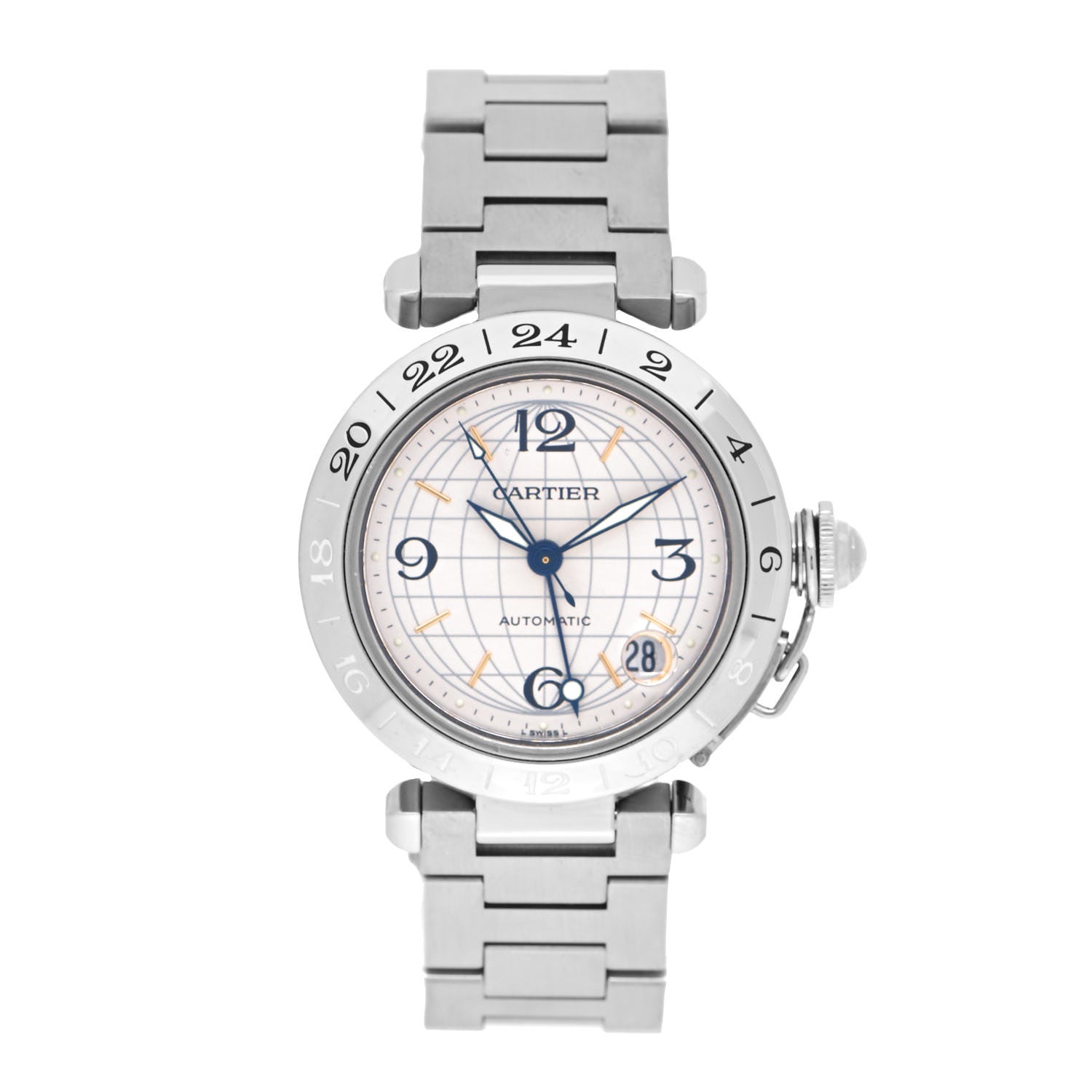 Cartier Stainless Steel 35mm Pasha GMT Automatic Watch 1 of 4