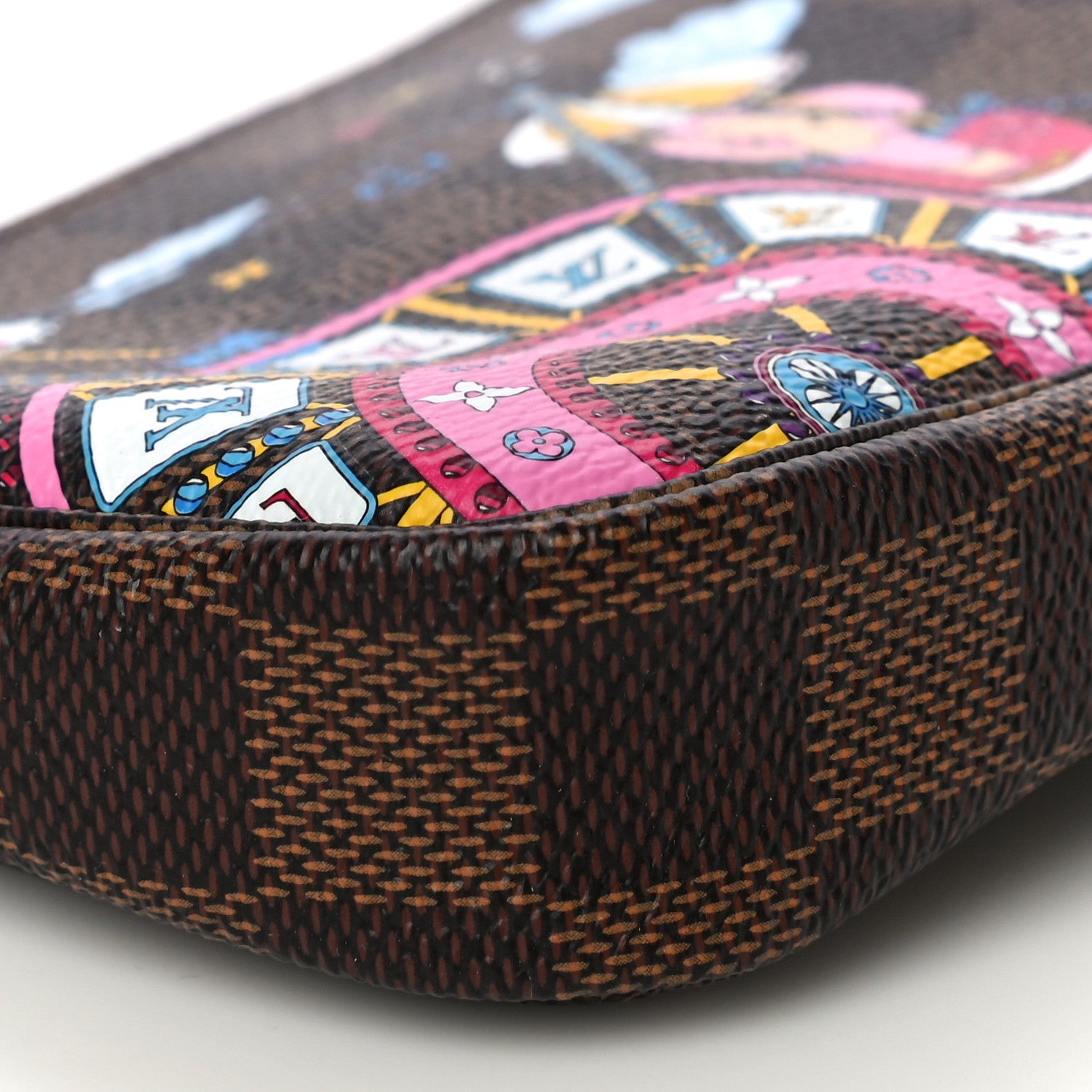 Louis Vuitton Damier Ebene 2020 Christmas Animation Big Wheel Mini Pochette Accessories Rose Ballerine 9 of 10