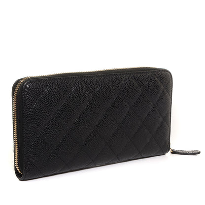 Chanel Caviar Quilted Large Gusset Zip Around Wallet Black 3 of 9