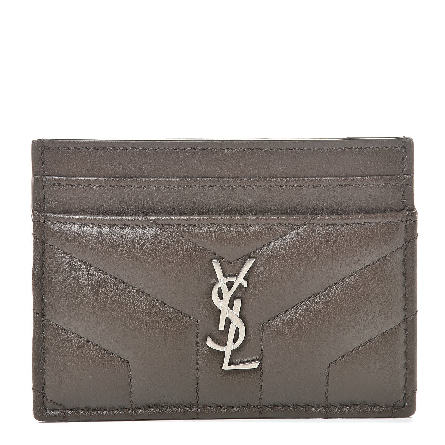 Saint Laurent Calfskin Y Quilted Monogram LouLou Credit Card Case Faggio 1 of 8