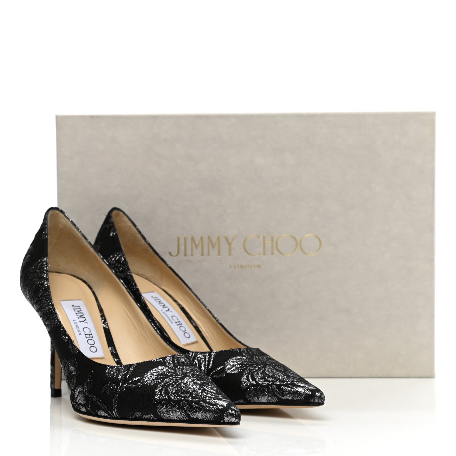 Jimmy Choo Floral Brocade Pointy Toe Love 85 Pumps 36.5 Black Steel 8 of 8