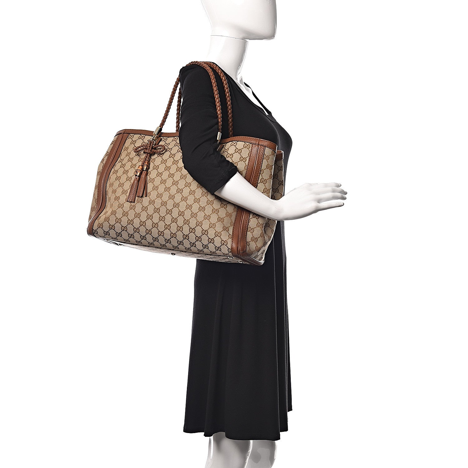 Gucci Monogram Cellarius Calfskin Medium Bella Tote Beige Ebony Cuir 2 of 14