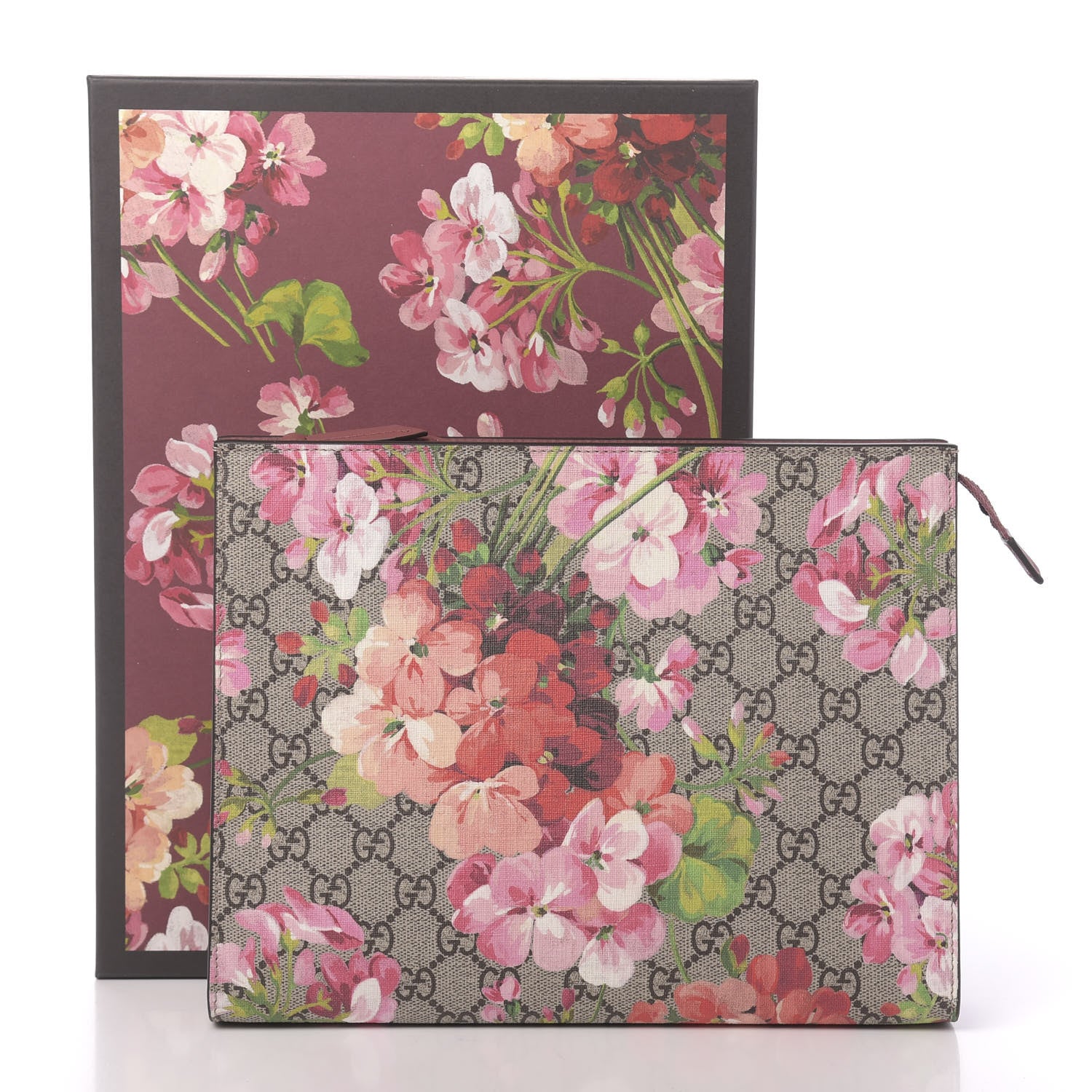 Gucci GG Supreme Monogram Blooms Large Cosmetic Case Beige Multicolor Dry Rose 11 of 11