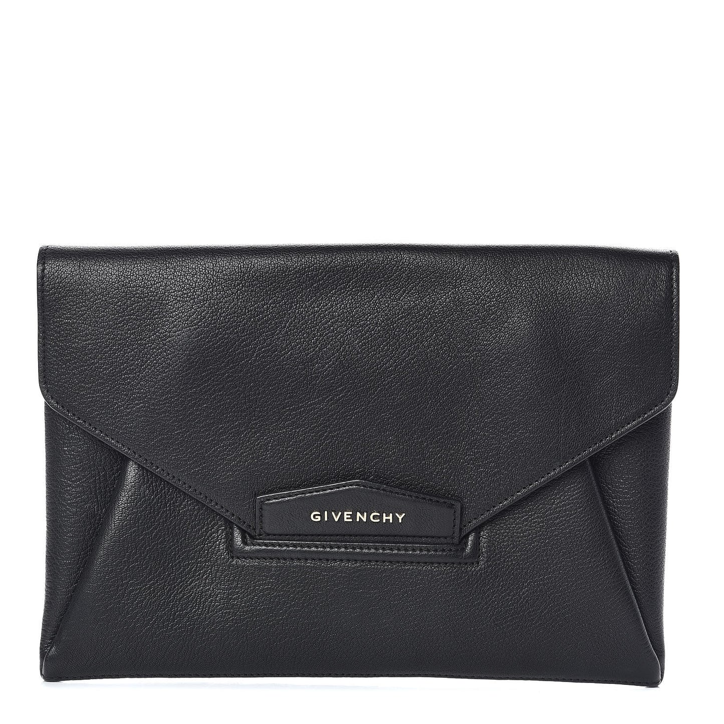 Sugar Goatskin Medium Antigona Envelope Clutch Black