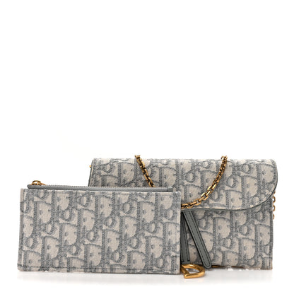 Christian Dior Oblique Saddle Chain Long Wallet Grey 3 of 12