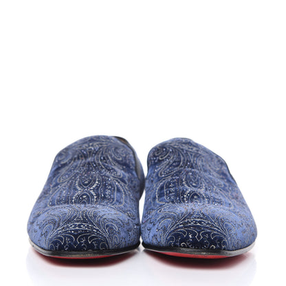 Christian Louboutin Velvet Brode Mens Dandelion Flat Loafers 41 Navy 2 of 11