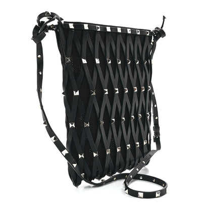 Valentino Garavani Vitello Rockstud Lattice Mesh Mini Crossbody Black 2 of 9