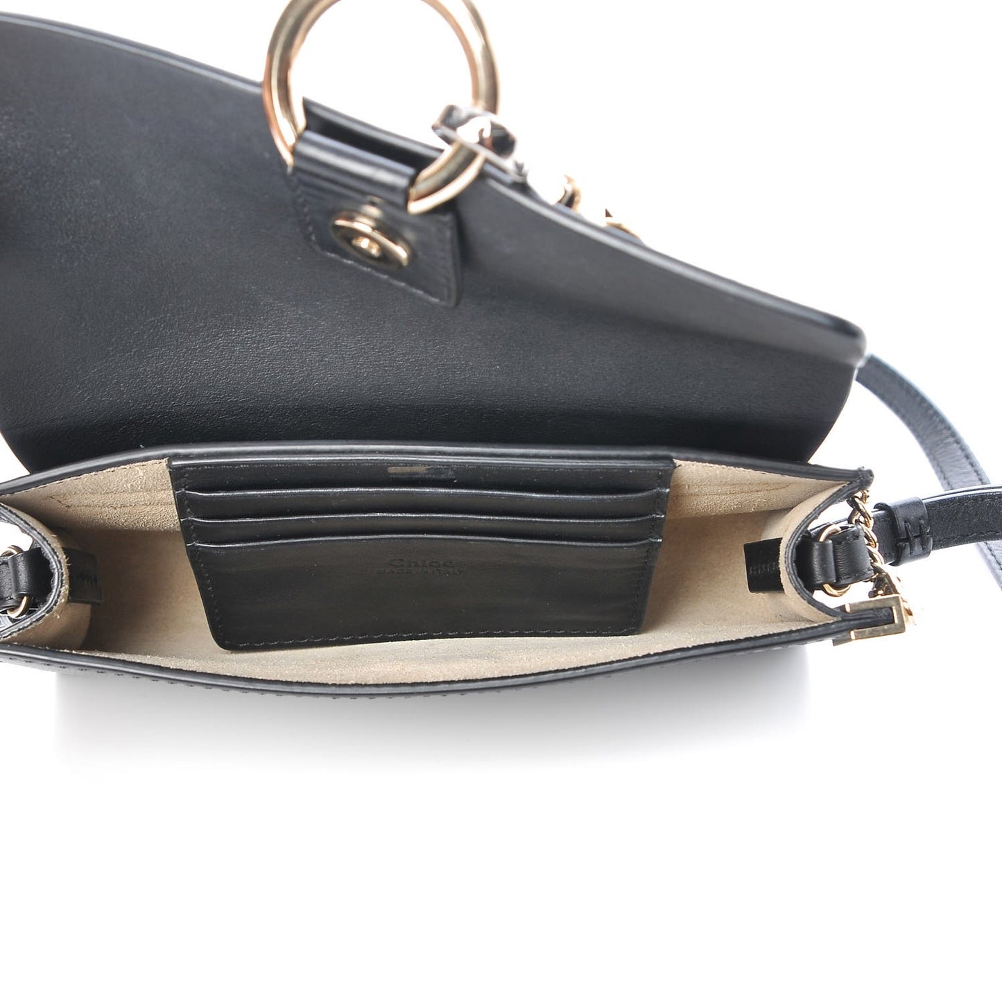 Suede Calfskin Mini Faye Shoulder Bag Black