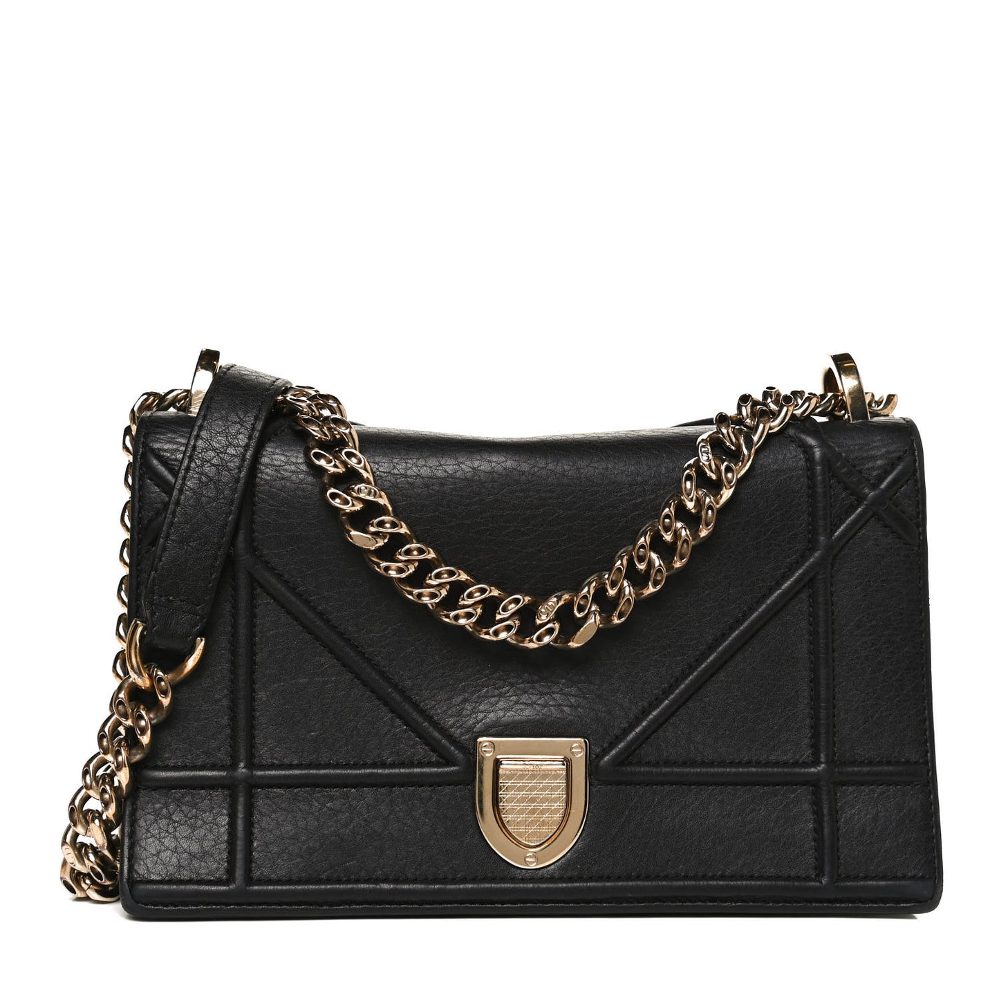 Grained Calfskin Small Diorama Flap Bag Black