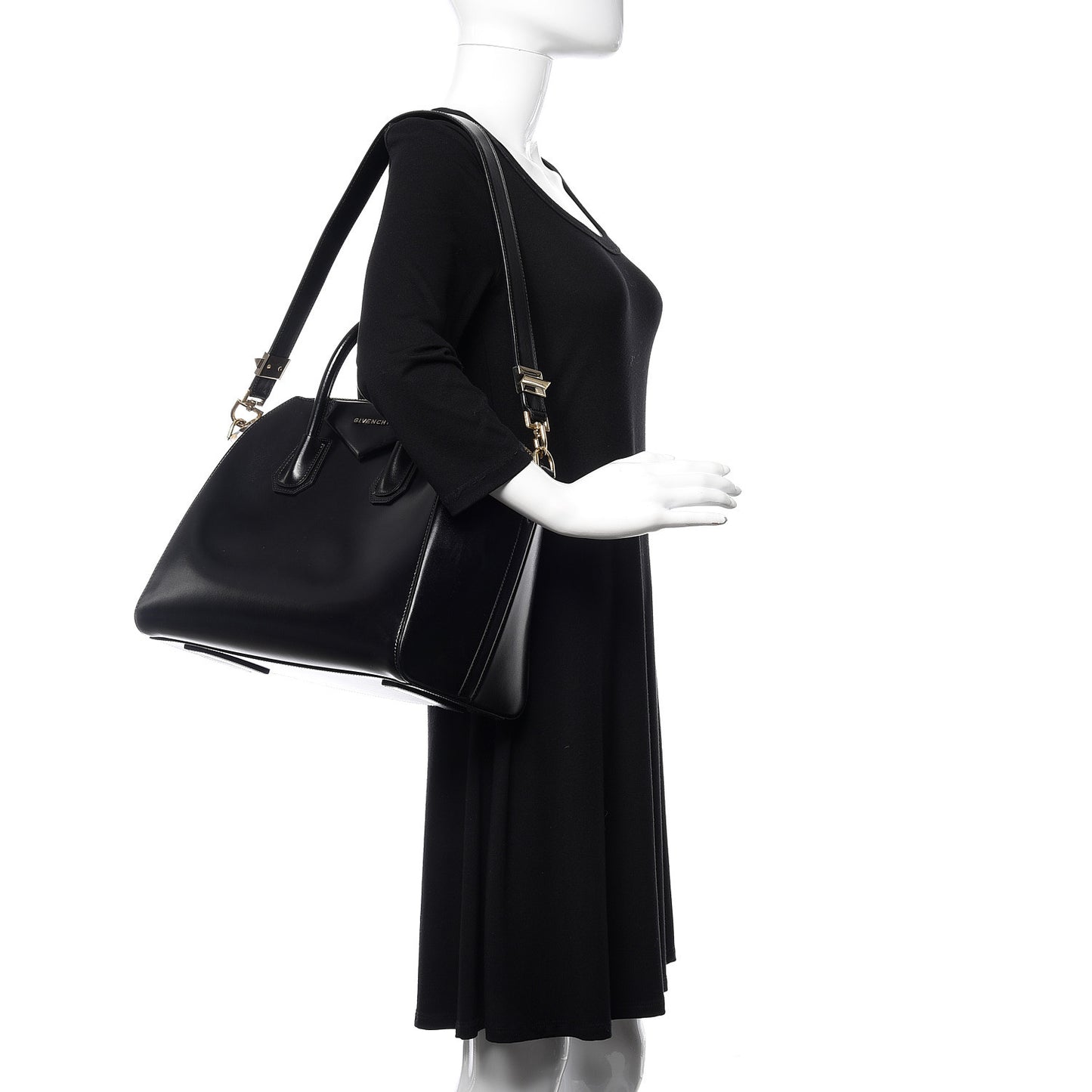 Shiny Lord Calfskin Medium Antigona Black