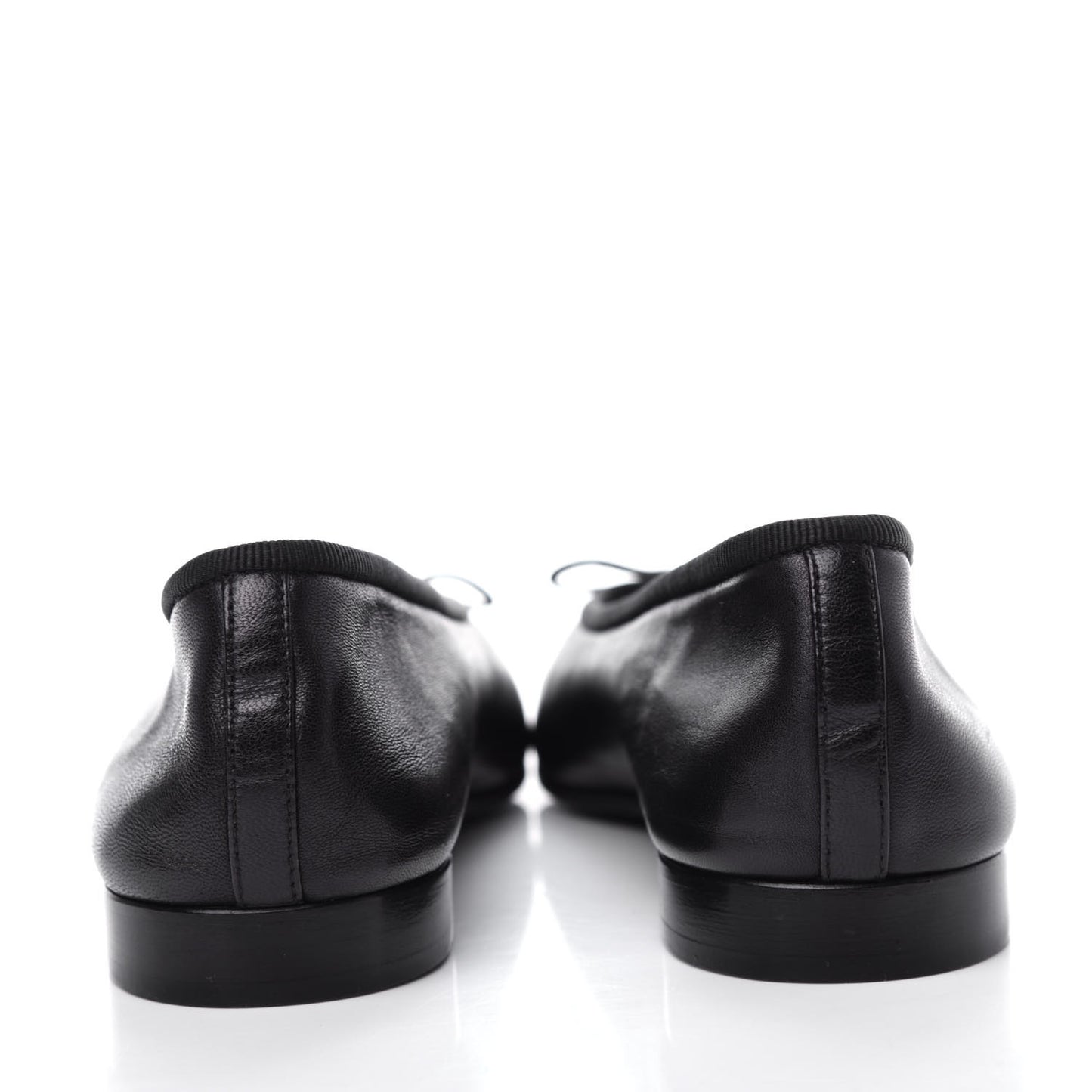Lambskin Cap Toe Ballerina Flats 37 Black