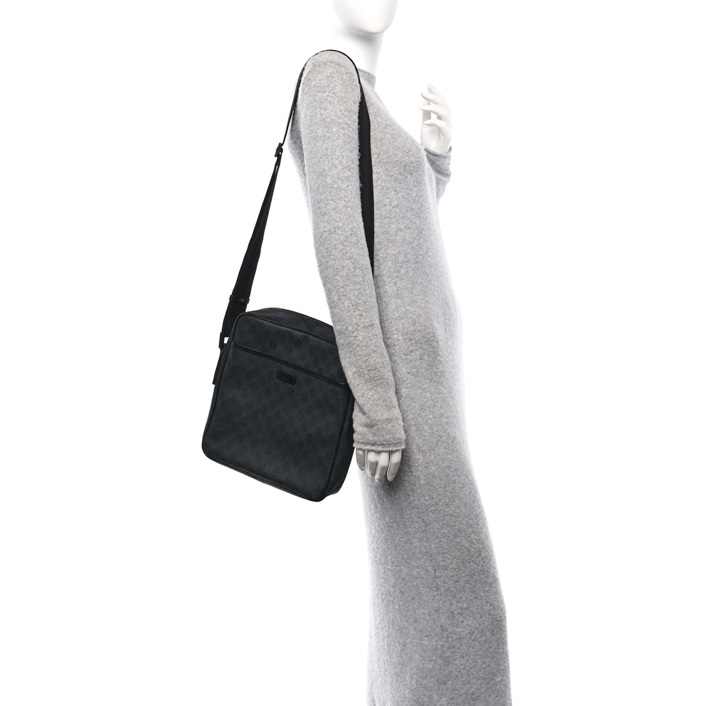 GG Supreme Monogram Messenger Bag Black Grey