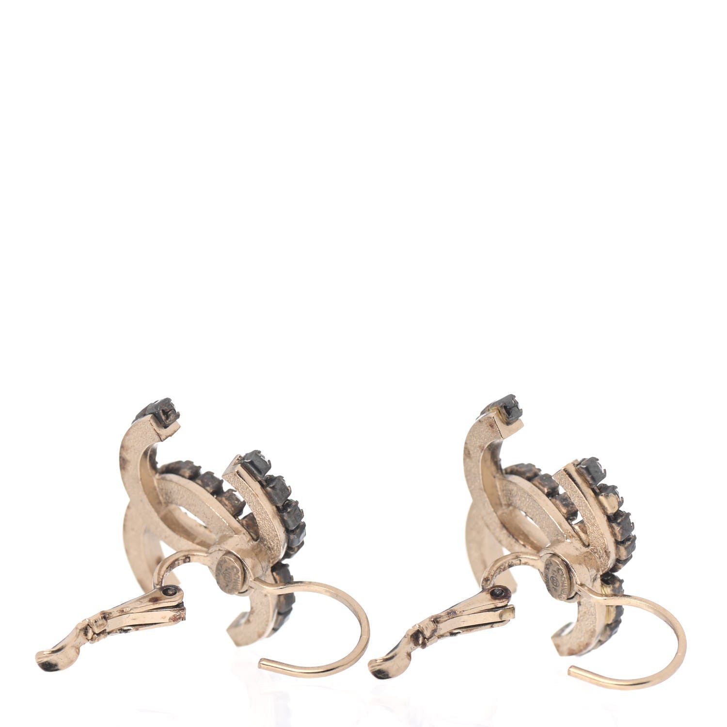 Chanel Crystal CC Drop Earrings Gold 3 of 4