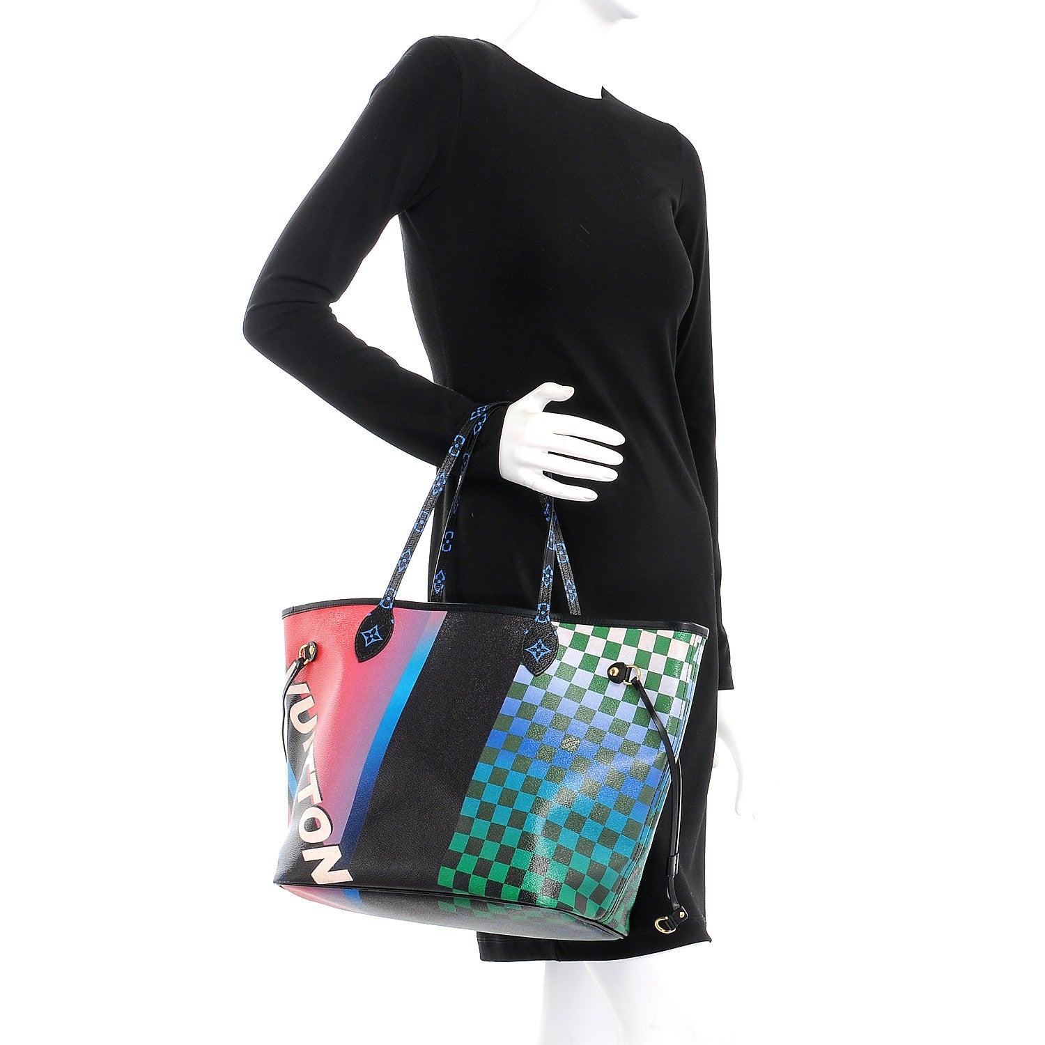 Louis Vuitton Damier Race Neverfull MM Noir Rouge 2 of 9