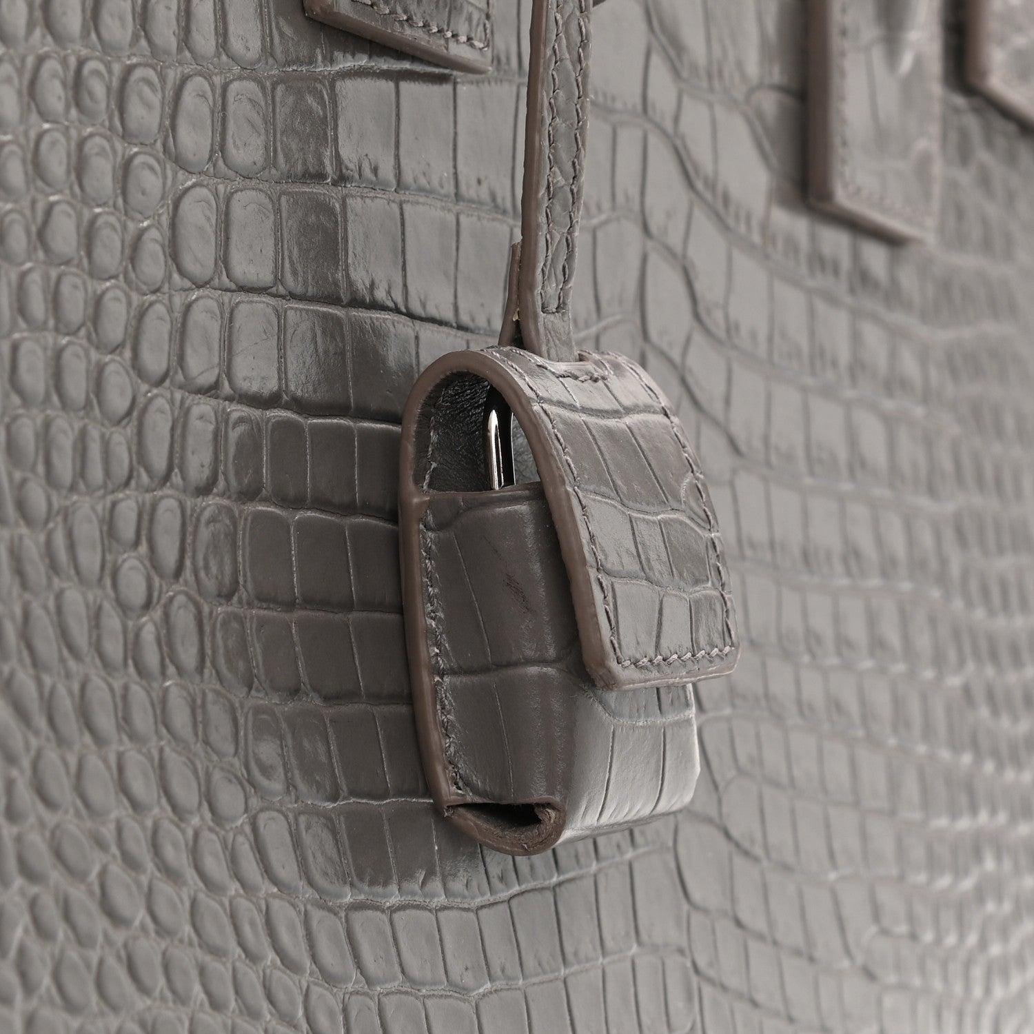 Saint Laurent Calfskin Crocodile Embossed Baby Sac De Jour Fog 11 of 11