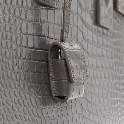 Saint Laurent Calfskin Crocodile Embossed Baby Sac De Jour Fog 11 of 11