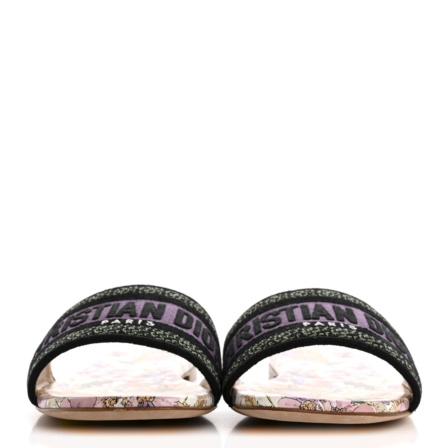 Christian Dior Canvas Embroidered 4 Saisons Dway Flat Slide Sandals 41 Lilac 3 of 9