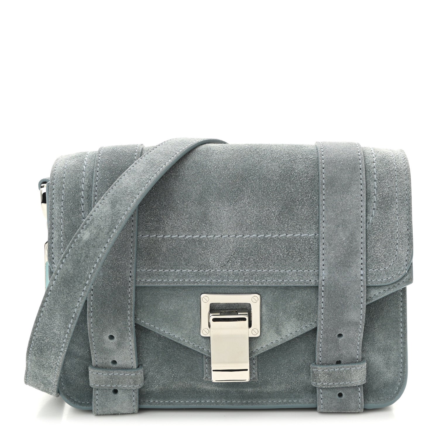 Proenza Schouler Suede PS1 Mini Pouch Messenger Bag Faded Blue 1 of 10