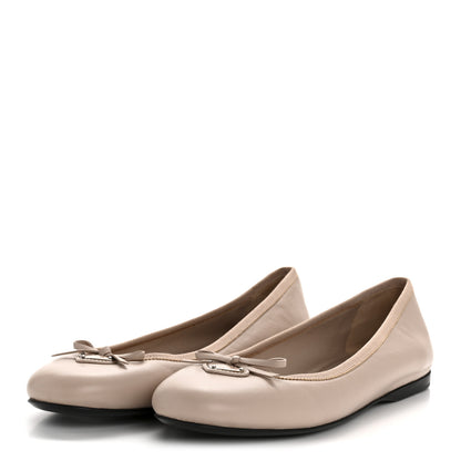 Prada Lambskin Bow Ballerina Flats 37 Nude 4 of 9