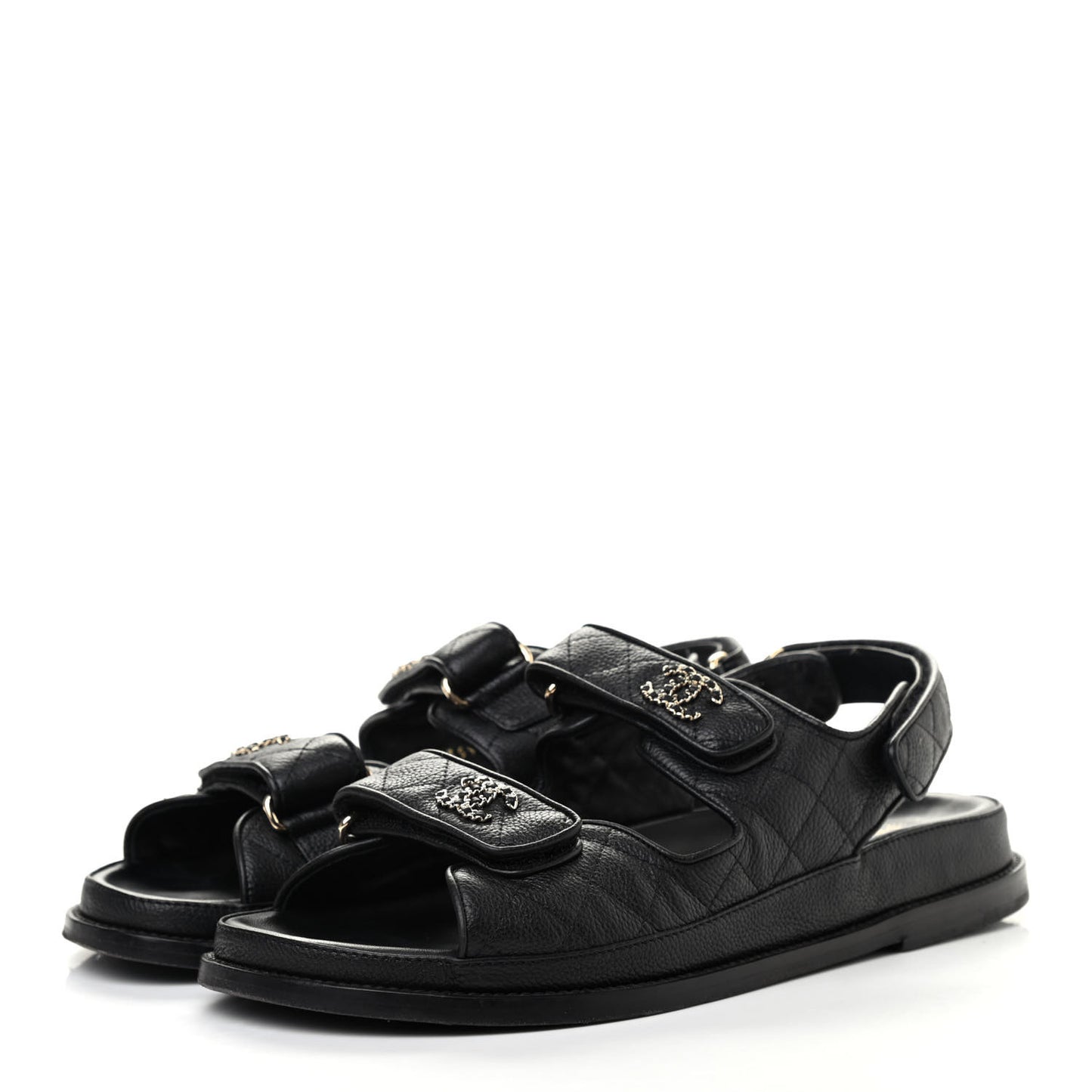 Lambskin Velcro Dad Sandals 40 Black