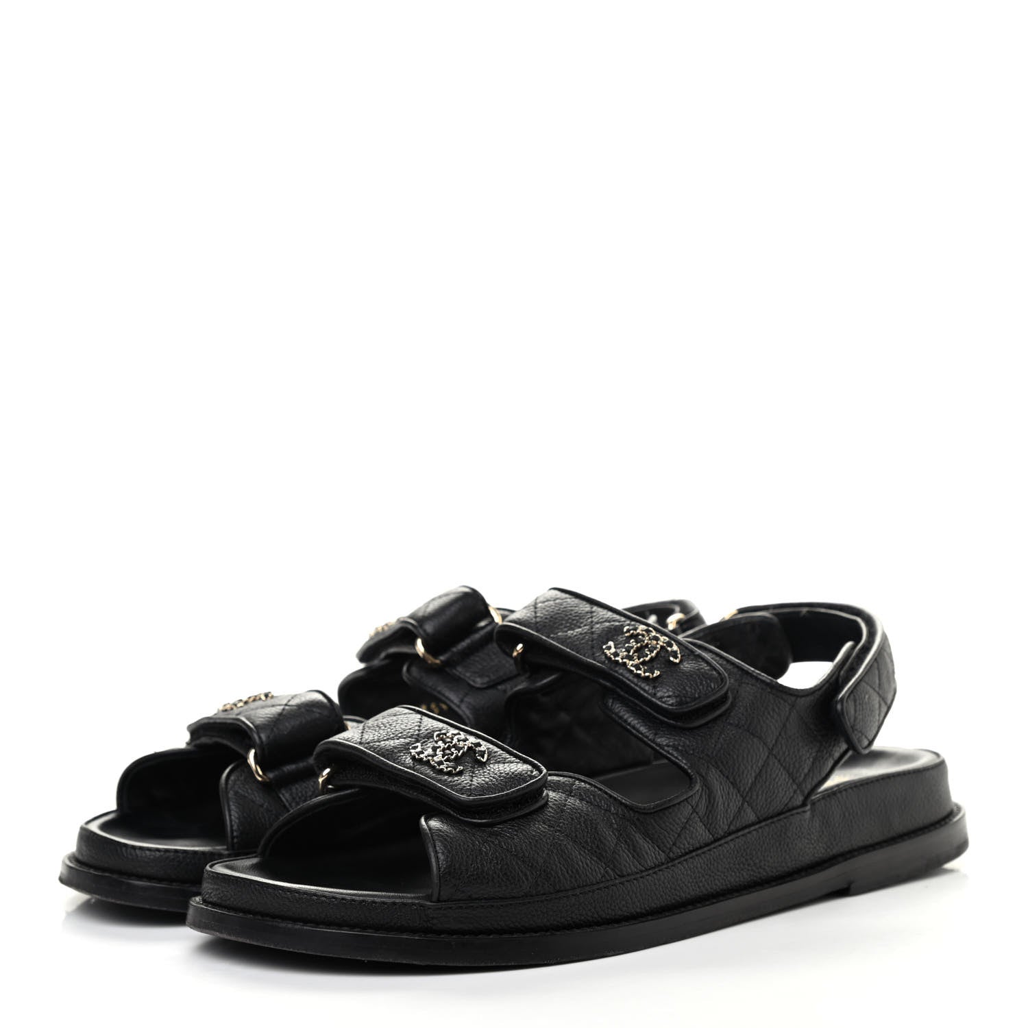 Chanel Lambskin Velcro Dad Sandals 40 Black 3 of 8
